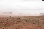 Back at Goulding's Lodge, sand blown up obscures views